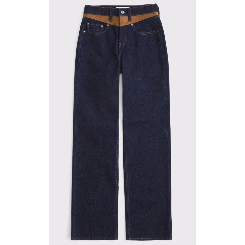 Abercrombie & Fitch High Rise 90s Relaxed Vegan Suede Yoke Jean Size 31 - Picture 1 of 8